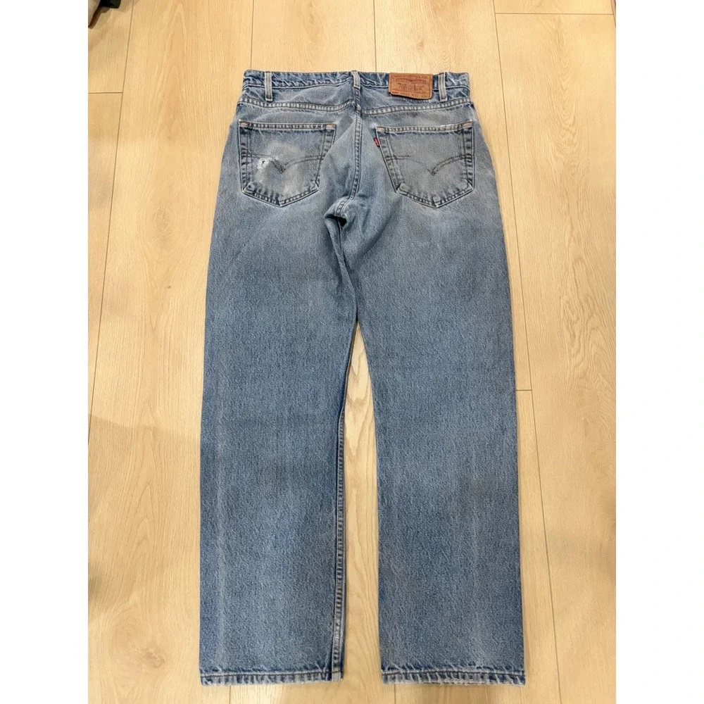 Levis 505 Regular Fit Straight Leg Jeans Mens‎ 33x30 Light Vintage Distressed
